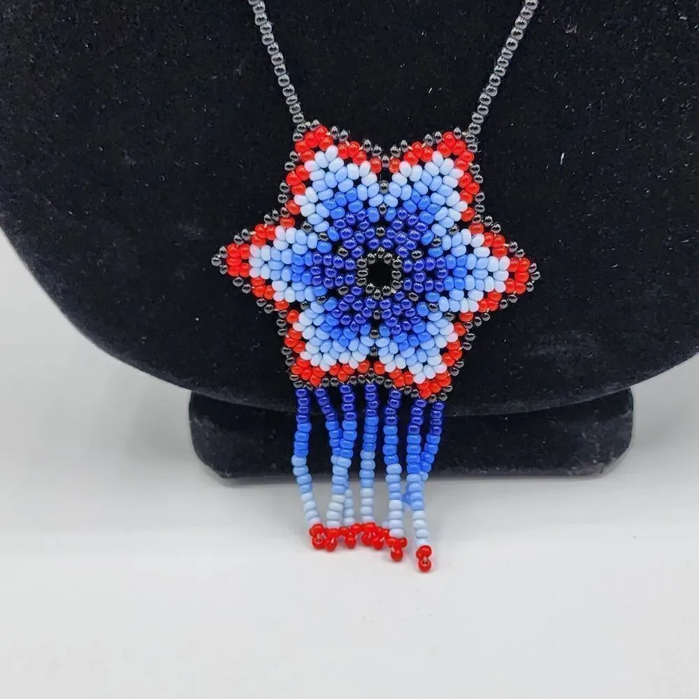 Hand beaded flower necklace